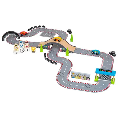 Bigjigs Toys Roadway Race Day Set