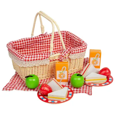 Bigjigs Picnic Basket With Wooden Play Food