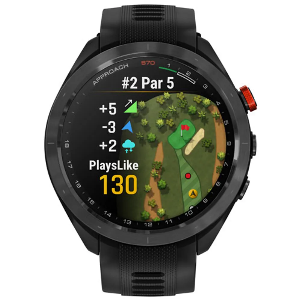 Montre intelligente Bluetooth de 47mm Approach S70 de Garmin pour le golf - Noir