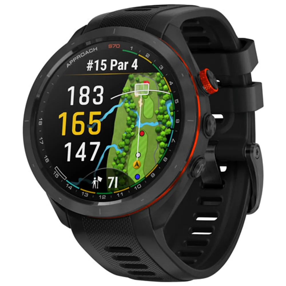 Montre intelligente Bluetooth de 47mm Approach S70 de Garmin pour le golf - Noir