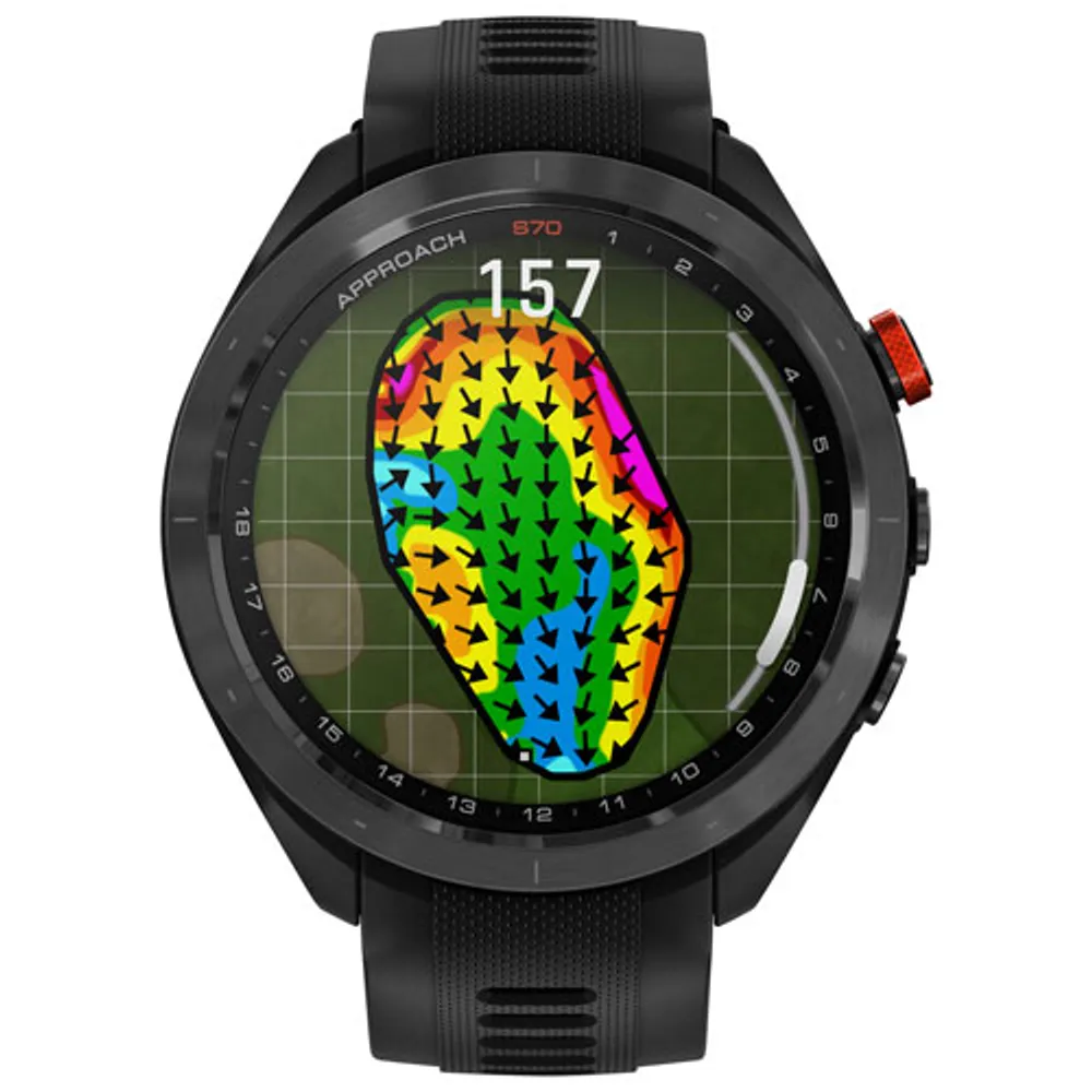 Montre intelligente Bluetooth de 47mm Approach S70 de Garmin pour le golf - Noir