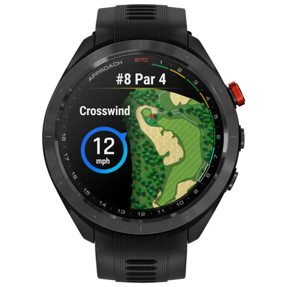 Montre intelligente Bluetooth de 47mm Approach S70 de Garmin pour le golf - Noir