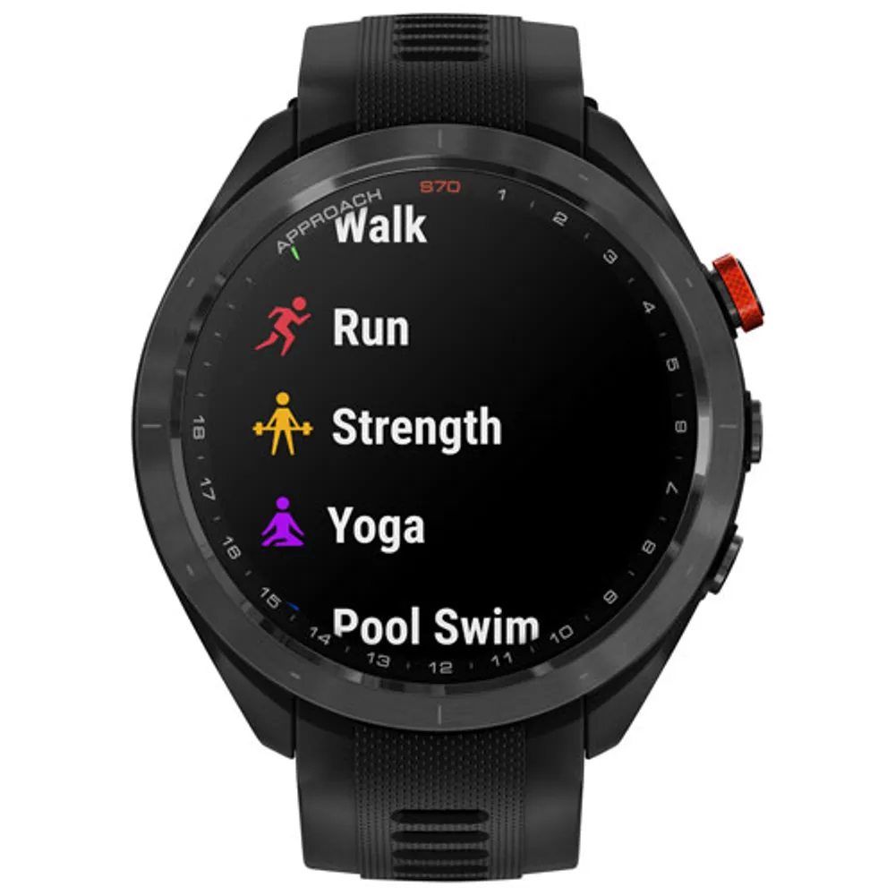 Montre intelligente Bluetooth de 47mm Approach S70 de Garmin pour le golf - Noir