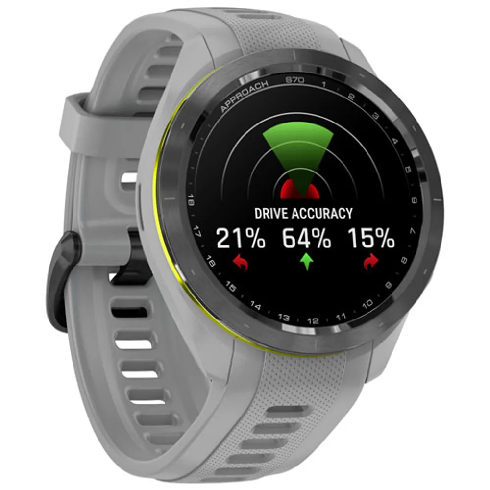 Montre intelligente GPS de 42 mm Approach S70 de Garmin pour le golf - Gris