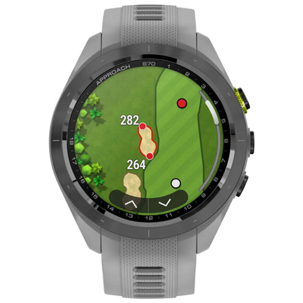 Montre intelligente GPS de 42 mm Approach S70 de Garmin pour le golf - Gris