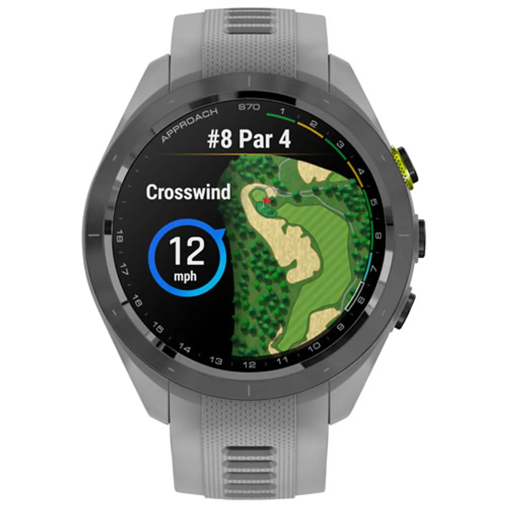 Montre intelligente GPS de 42 mm Approach S70 de Garmin pour le golf - Gris