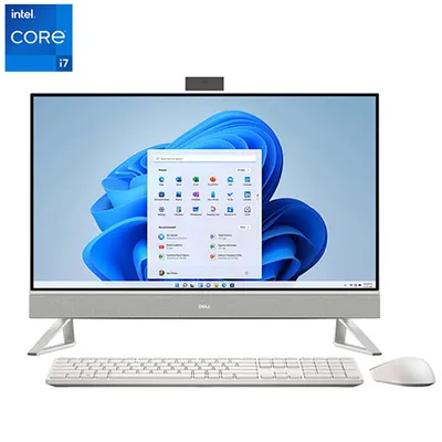 Dell Inspiron 27” All-in-One PC - White (Intel Core i7-1355U/512GB SSD/1TB HDD/16GB RAM/Win11)