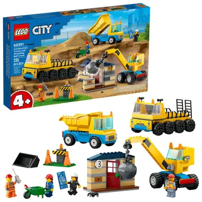 LEGO City: Construction Trucks & Wrecking Ball Crane - 235 Pieces (60391)