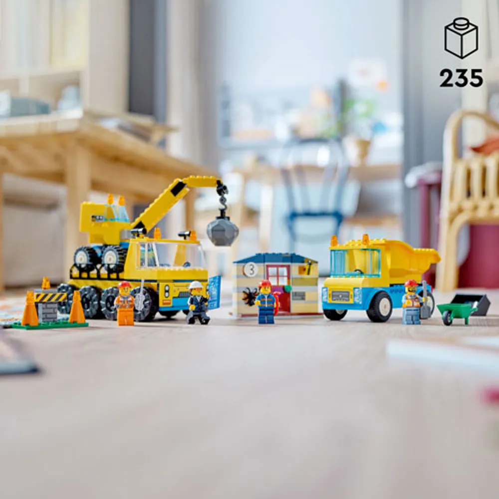LEGO City: Construction Trucks & Wrecking Ball Crane - 235 Pieces (60391)