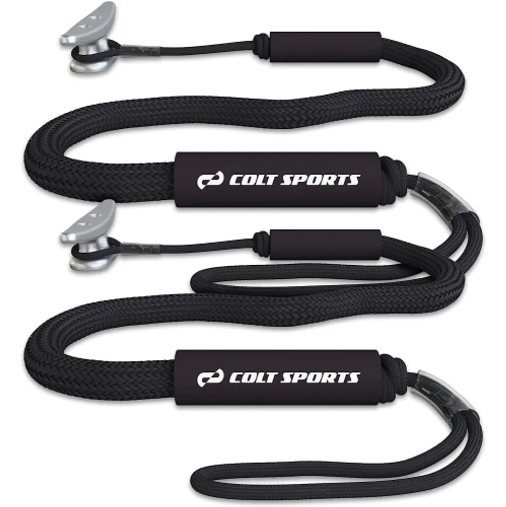 Colt Sports 2 Pack Bungee Dock Lines Mooring Rope for Boats - Black Feet -  Marine Rope, Elastic Boat, Jet Ski