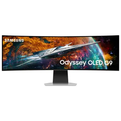 Moniteur intelligent FreeSync G-Sync DELO incurvé QHD 240 Hz 49 po Odyssey OLED G9 de Samsung avec temps de réponse 0,03 ms gris à gris (LS49CG954SNXZA) - Argenté