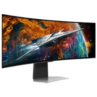 Moniteur intelligent FreeSync G-Sync DELO incurvé QHD 240 Hz 49 po Odyssey OLED G9 de Samsung avec temps de réponse 0,03 ms gris à gris (LS49CG954SNXZA) - Argenté