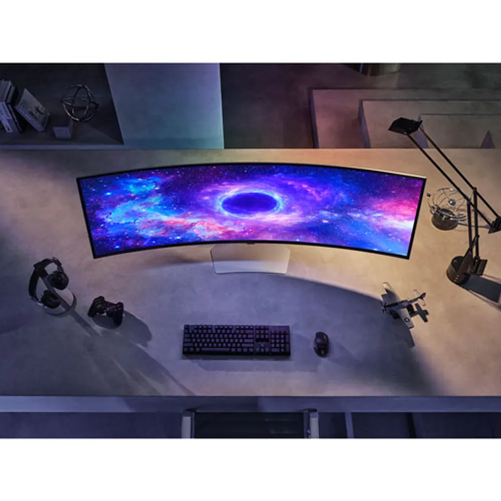 Samsung Odyssey OLED G9 49" QHD 240Hz 0.03ms GTG Curved OLED G-Sync FreeSync Smart Monitor (LS49CG954SNXZA) – Silver