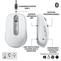 Souris sans fil Darkfield compacte MX Anywhere 3S de Logitech - Gris pâle