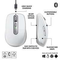 Souris sans fil Darkfield compacte MX Anywhere 3S de Logitech - Gris pâle