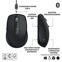 Souris sans fil compacte Darkfield MX Anywhere 3S de Logitech avec boutons programmables