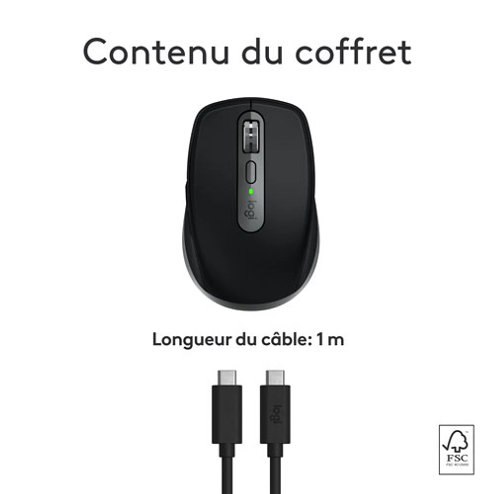 Souris sans fil compacte Darkfield MX Anywhere 3S de Logitech avec boutons programmables