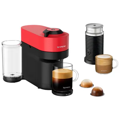 Nespresso Vertuo Pop+ Coffee Pod Machine by Breville with Aeroccino - Spicy Red