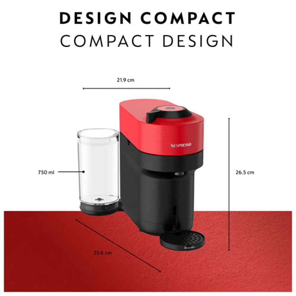Nespresso Vertuo Pop+ Coffee Pod Machine by Breville with Aeroccino - Spicy Red