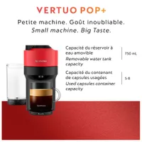 Machine à café à capsules Nespresso Vertuo Pop+ par Breville - Rouge piment