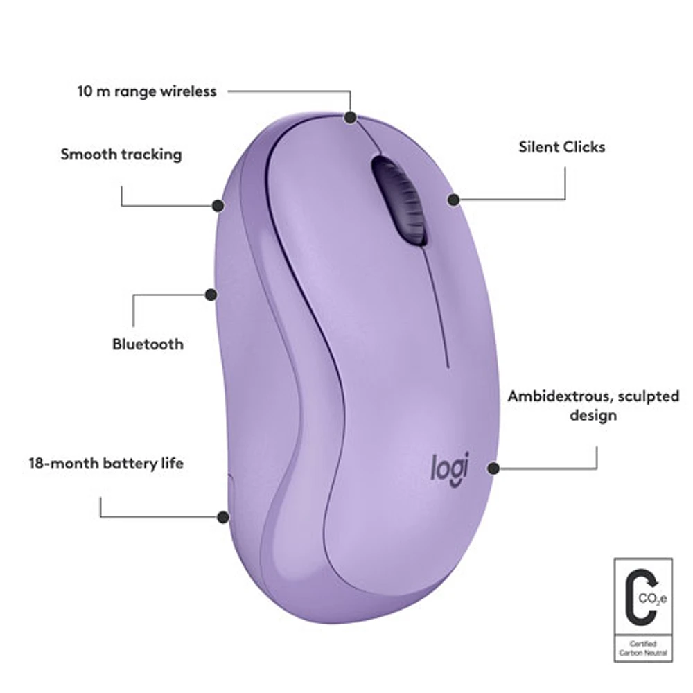 Logitech M240 Silent 1000 DPI Bluetooth Optical Mouse - Lavender - Only at Best Buy