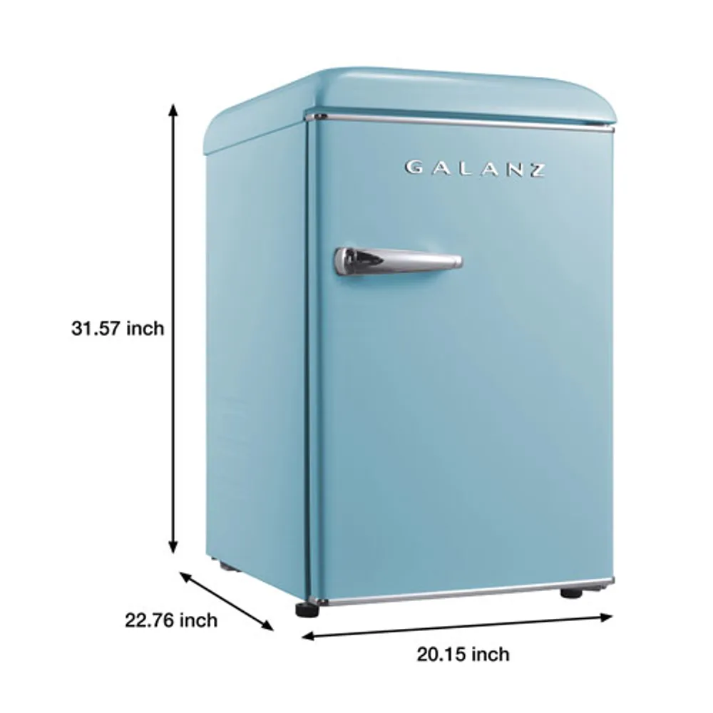 Galanz Retro 19" 2.5 Cu. Ft. Freestanding All-Fridge Refrigerator (GLR25MBER10) - Bebop Blue