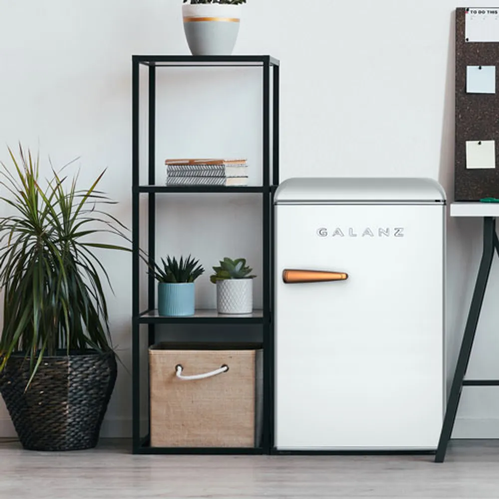 Galanz Retro 19" 2.5 Cu. Ft. Freestanding All-Fridge Mini Refrigerator (GLR25MWER27) - Rose Gold White