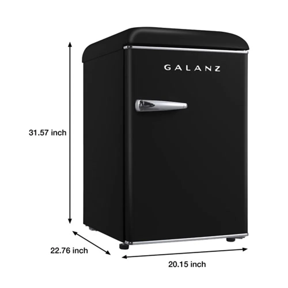 Galanz Retro 19" 2.5 Cu. Ft. Freestanding All-Fridge Refrigerator (GLR25MBKR10) - Vinyl Black