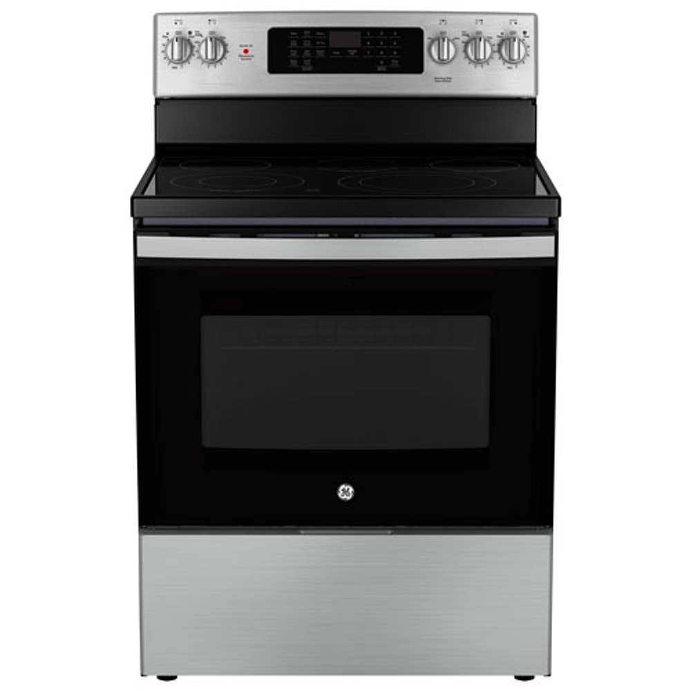 GE 30" 5.0 Cu. Ft. True Convection 5-Element Freestanding Electric Air Fry Range (JCB840STSS) - Stainless Steel