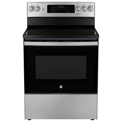 GE 30" 5.0 Cu. Ft. True Convection 5-Element Freestanding Electric Air Fry Range (JCB840STSS) - Stainless Steel