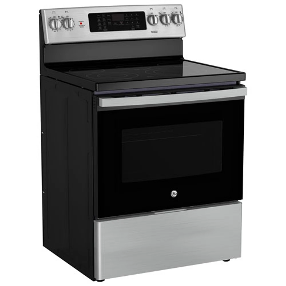 GE 30" 5.0 Cu. Ft. True Convection 5-Element Freestanding Electric Air Fry Range (JCB840STSS) - Stainless Steel