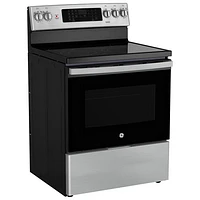 GE 30" 5.0 Cu. Ft. True Convection 5-Element Freestanding Electric Air Fry Range (JCB840STSS) - Stainless Steel