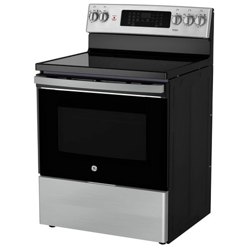 GE 30" 5.0 Cu. Ft. True Convection 5-Element Freestanding Electric Air Fry Range (JCB840STSS) - Stainless Steel