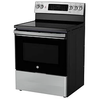 GE 30" 5.0 Cu. Ft. True Convection 5-Element Freestanding Electric Air Fry Range (JCB840STSS) - Stainless Steel