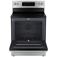 GE 30" 5.0 Cu. Ft. True Convection 5-Element Freestanding Electric Air Fry Range (JCB840STSS) - Stainless Steel