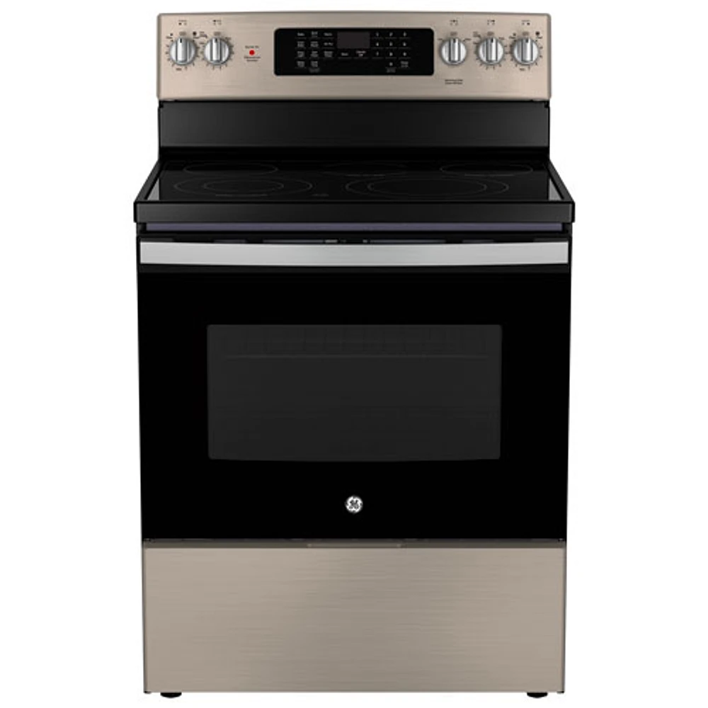 GE 30" 5.0 Cu. Ft. True Convection 5-Element Freestanding Electric Air Fry Range (JCB840ETES) - Slate