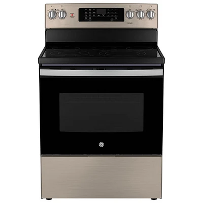 GE 30" 5.0 Cu. Ft. True Convection 5-Element Freestanding Electric Air Fry Range (JCB840ETES) - Slate