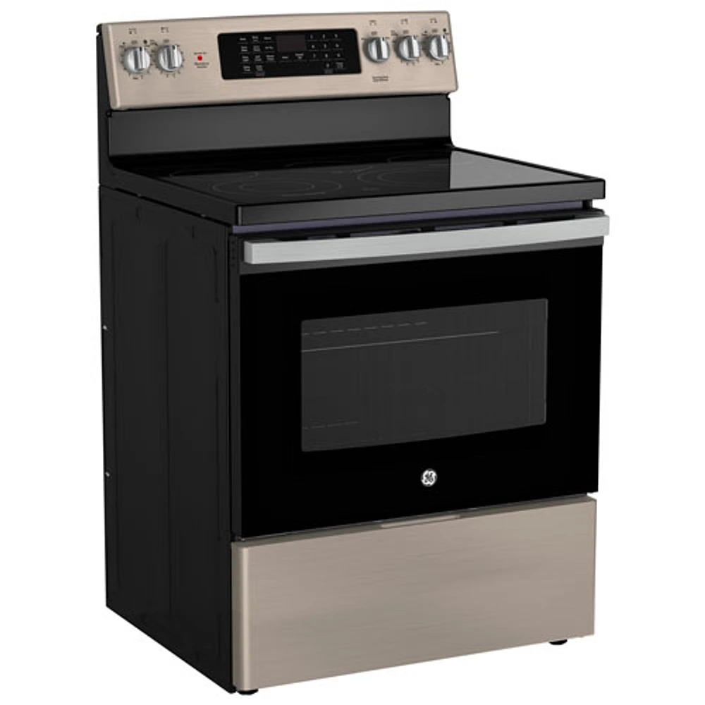 GE 30" 5.0 Cu. Ft. True Convection 5-Element Freestanding Electric Air Fry Range (JCB840ETES) - Slate