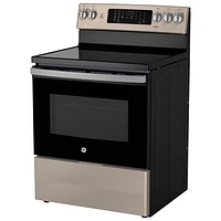 GE 30" 5.0 Cu. Ft. True Convection 5-Element Freestanding Electric Air Fry Range (JCB840ETES) - Slate