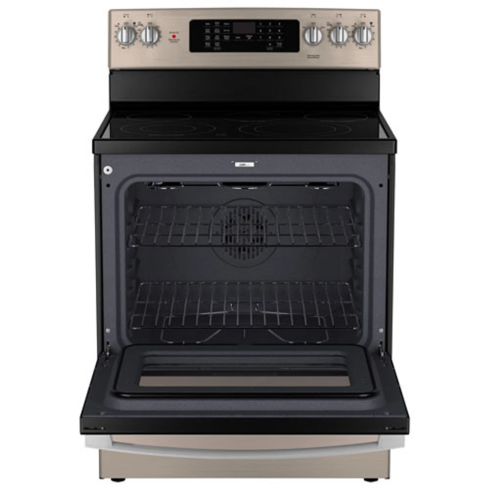 GE 30" 5.0 Cu. Ft. True Convection 5-Element Freestanding Electric Air Fry Range (JCB840ETES) - Slate