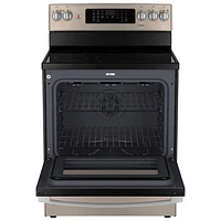 GE 30" 5.0 Cu. Ft. True Convection 5-Element Freestanding Electric Air Fry Range (JCB840ETES) - Slate