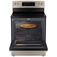 GE 30" 5.0 Cu. Ft. True Convection 5-Element Freestanding Electric Air Fry Range (JCB840ETES) - Slate