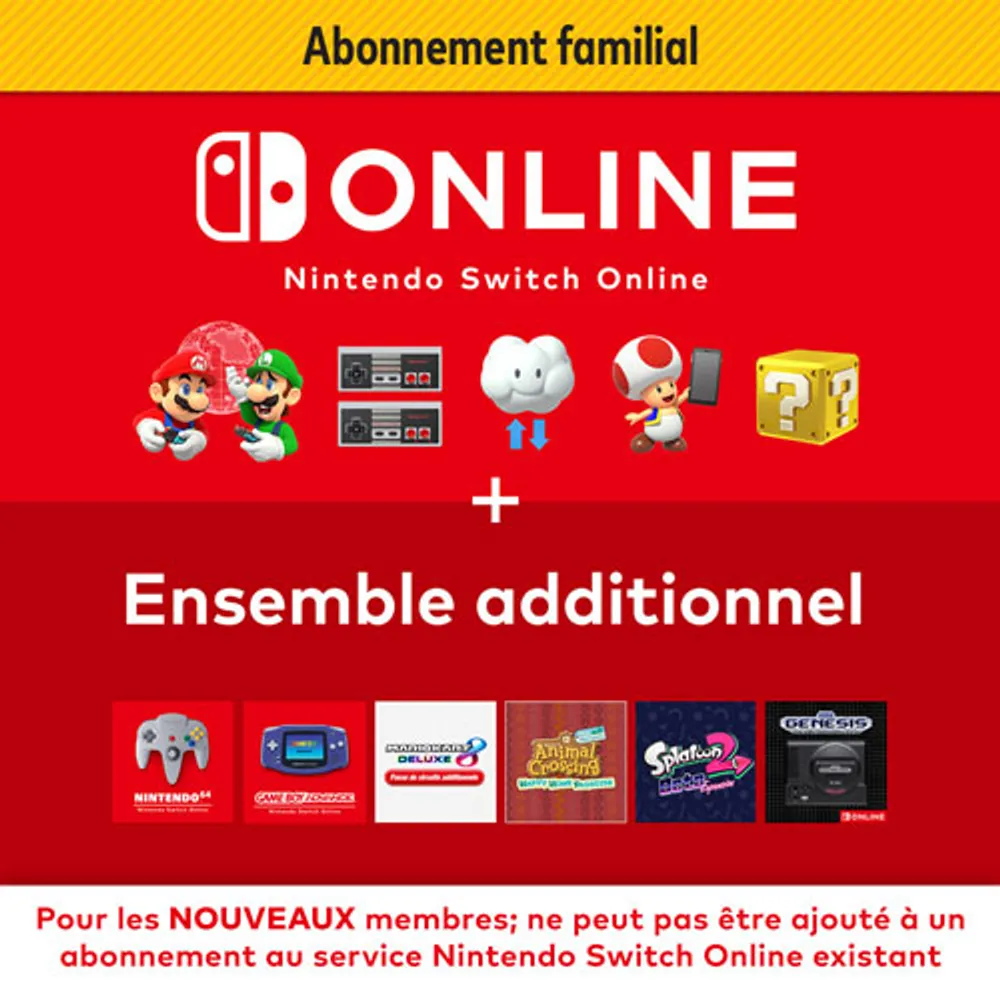 flertal Demokrati ordningen Nintendo Switch Online + Expansion Family Pack Membership - Digital  Download | Galeries de la Capitale