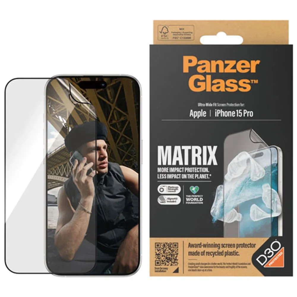 PanzerGlass Matrix D3O Hybrid Screen Protector for iPhone 15 Pro