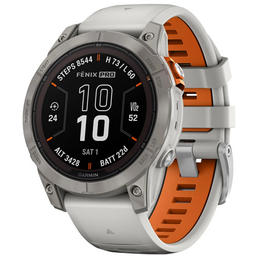 Garmin fēnix 7 Pro Sapphire Solar 47mm Bluetooth Multisport Smartwatch - Fog Grey/Ember Orange