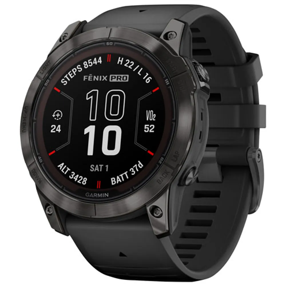 Garmin fenix 7X Pro Sapphire Solar 51mm GPS Watch with Heart Rate Monitor - Carbon Grey/Black