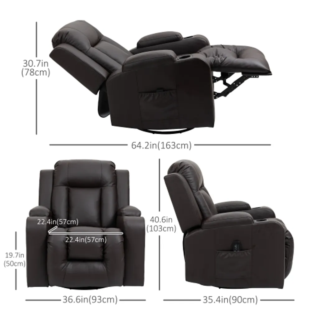 HOMCOM Massage Recliner Chair for Living Room, Push Back Recliner