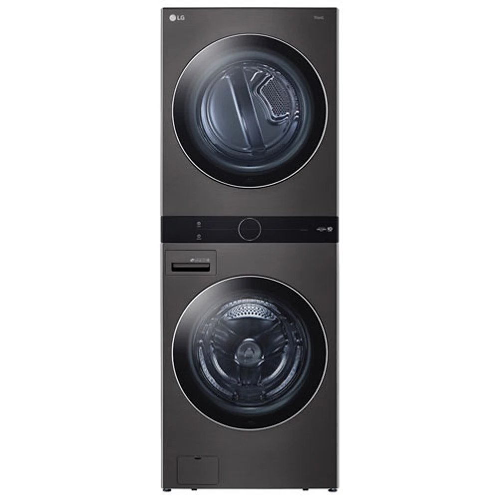 LG WashTower 5.2 Cu. Ft. HE Steam Washer & 7.4 Cu. Ft. Dryer Laundry Centre (WKGX201HBA) - Black Stainless