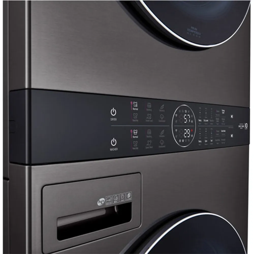 LG WashTower 7.4 Cu. Ft. High Efficiency Steam Washer & Dryer Laundry Centre (WKGX201HBA) - Black Steel