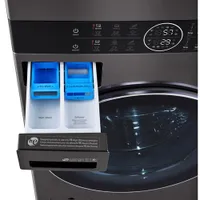 LG WashTower 7.4 Cu. Ft. High Efficiency Steam Washer & Dryer Laundry Centre (WKGX201HBA) - Black Steel